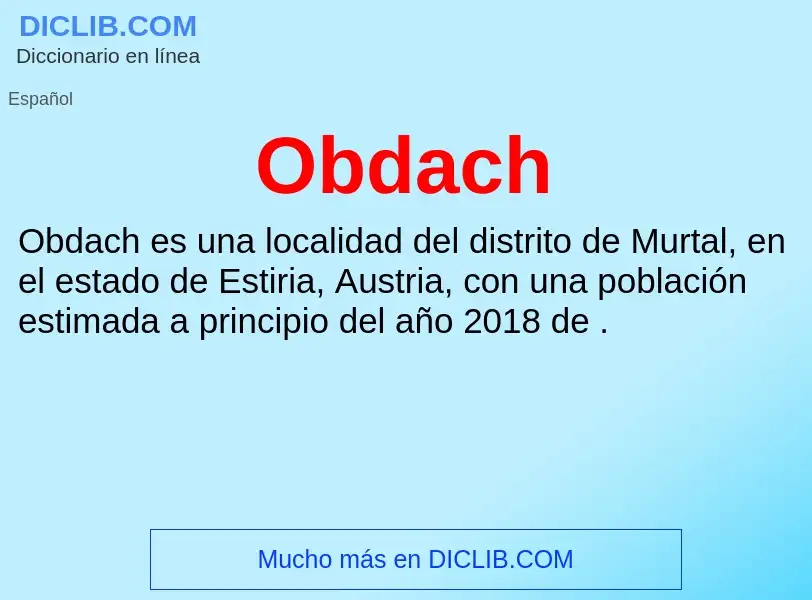 ¿Qué es Obdach? - significado y definición