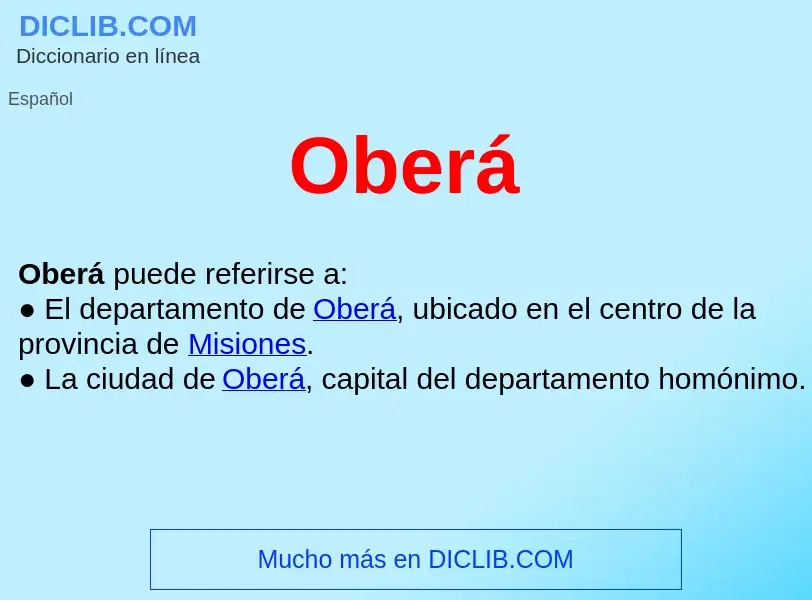 ¿Qué es Oberá ? - significado y definición