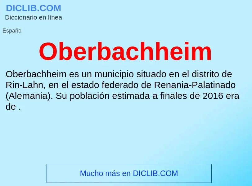 ¿Qué es Oberbachheim? - significado y definición