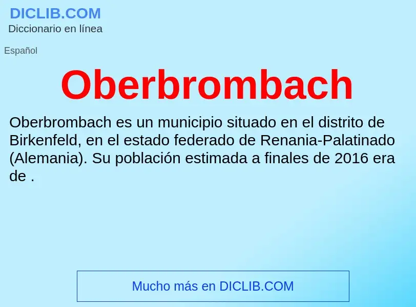 ¿Qué es Oberbrombach? - significado y definición