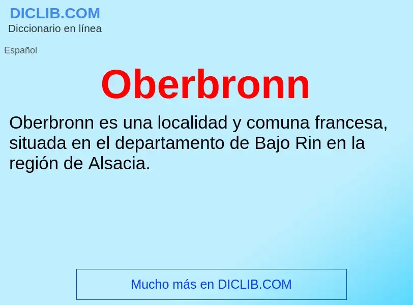 ¿Qué es Oberbronn? - significado y definición