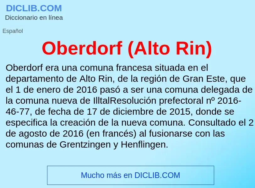 ¿Qué es Oberdorf (Alto Rin)? - significado y definición