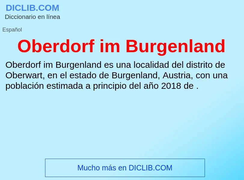 ¿Qué es Oberdorf im Burgenland? - significado y definición