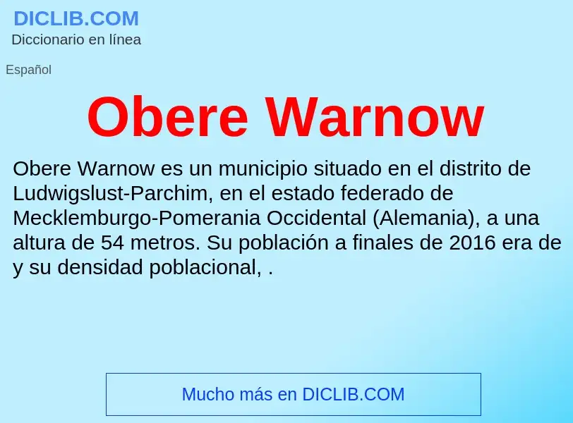 ¿Qué es Obere Warnow? - significado y definición