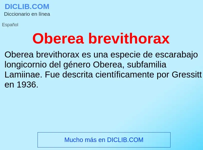 ¿Qué es Oberea brevithorax? - significado y definición