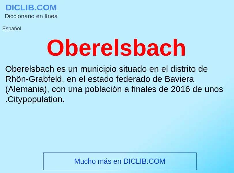 ¿Qué es Oberelsbach? - significado y definición