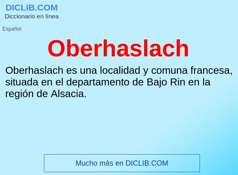 ¿Qué es Oberhaslach? - significado y definición