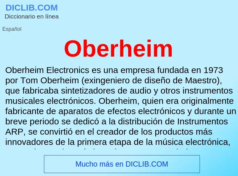 ¿Qué es Oberheim? - significado y definición