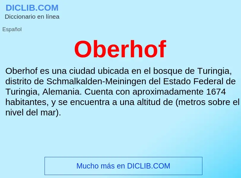 ¿Qué es Oberhof? - significado y definición