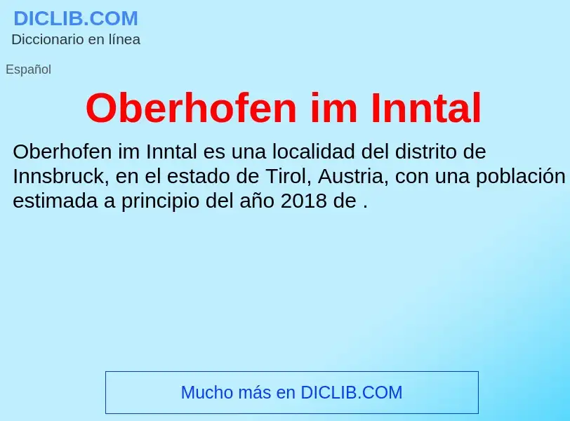 ¿Qué es Oberhofen im Inntal? - significado y definición