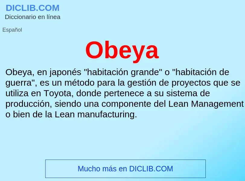 What is Obeya - definition