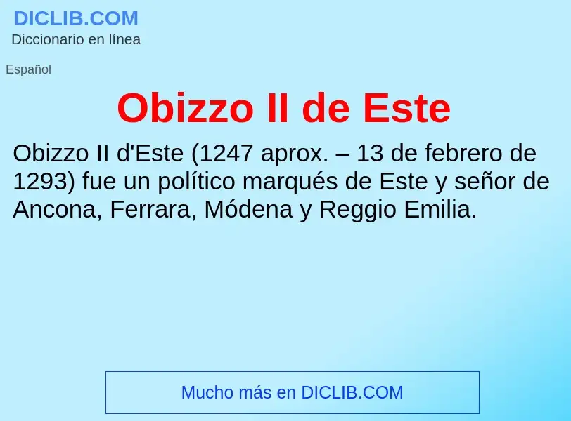 What is Obizzo II de Este - definition