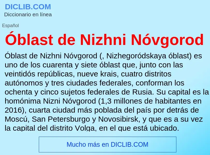 ¿Qué es Óblast de Nizhni Nóvgorod? - significado y definición