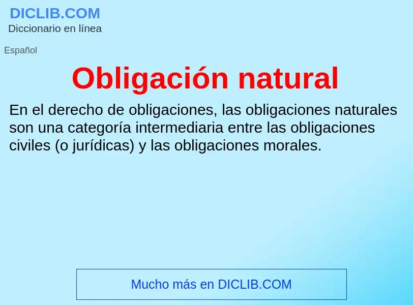 ¿Qué es Obligación natural? - significado y definición