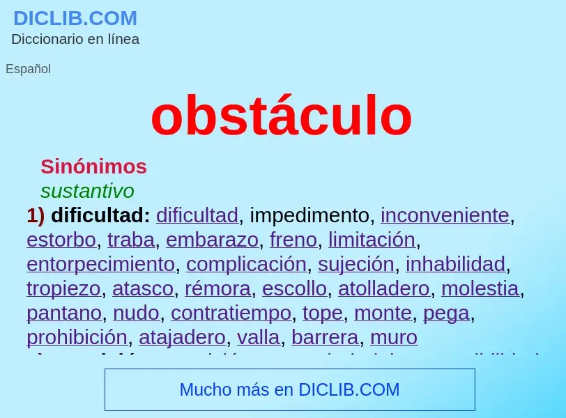 What is obstáculo - definition