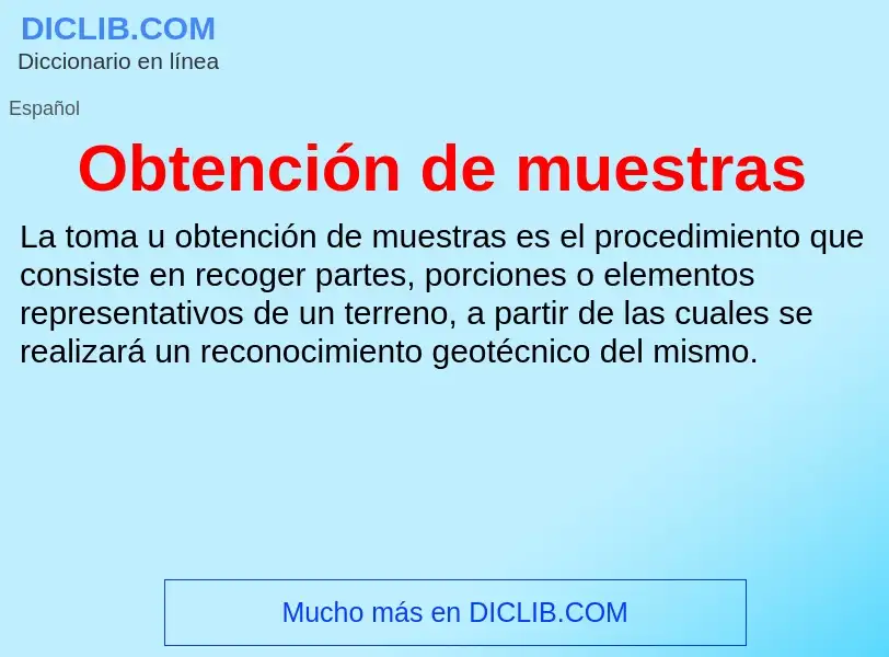 Wat is Obtención de muestras - definition