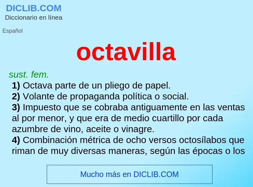 What is octavilla - meaning and definition