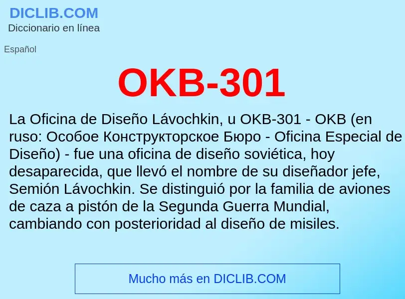 ¿Qué es OKB-301? - significado y definición