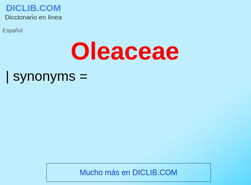 What is Oleaceae - meaning and definition