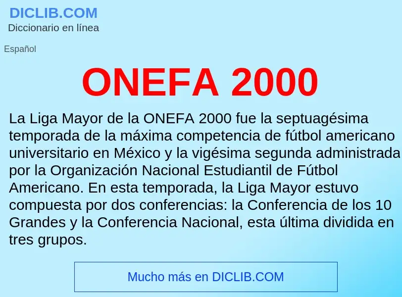 Wat is ONEFA 2000 - definition