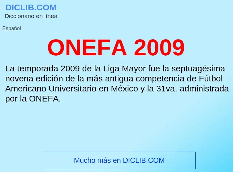 Was ist ONEFA 2009 - Definition