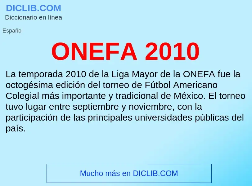 Что такое ONEFA 2010 - определение