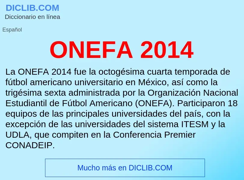 Wat is ONEFA 2014 - definition