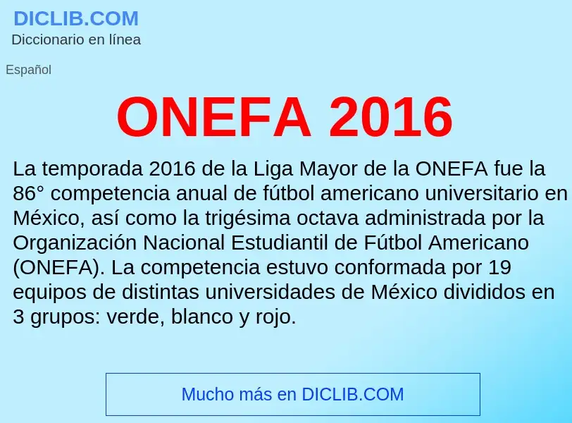 ¿Qué es ONEFA 2016? - significado y definición