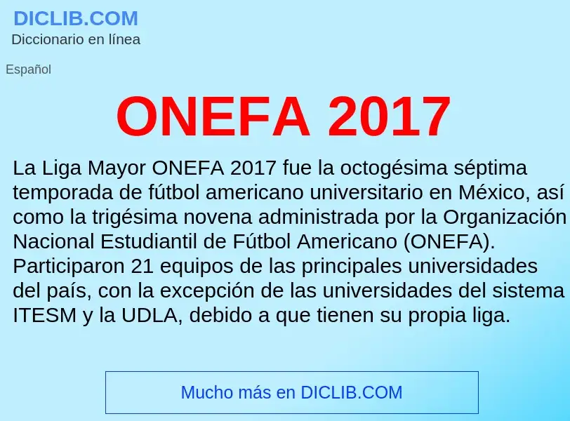 Wat is ONEFA 2017 - definition