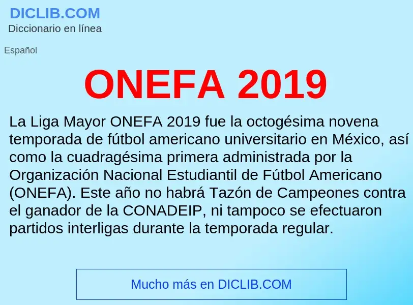 Что такое ONEFA 2019 - определение