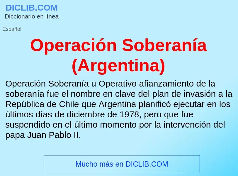 Wat is Operación Soberanía (Argentina) - definition