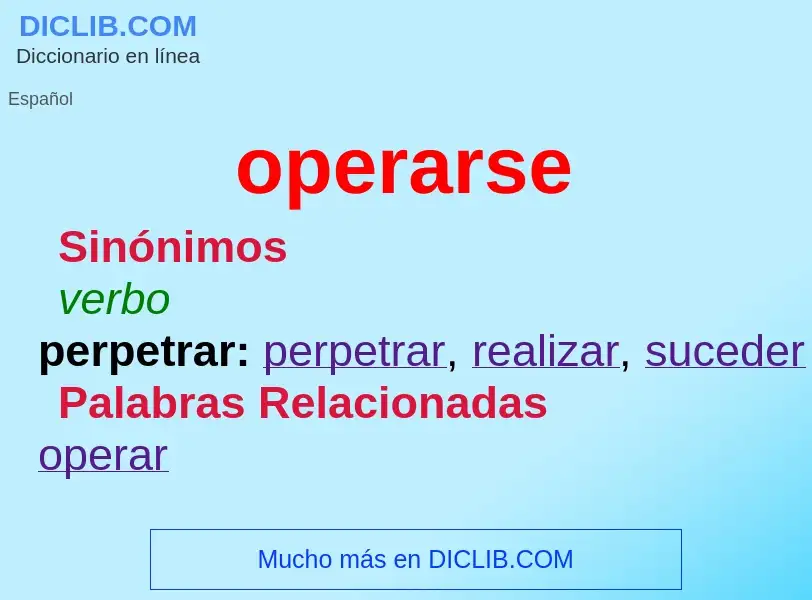 What is operarse - meaning and definition