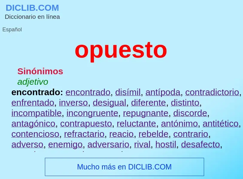 O que é opuesto - definição, significado, conceito