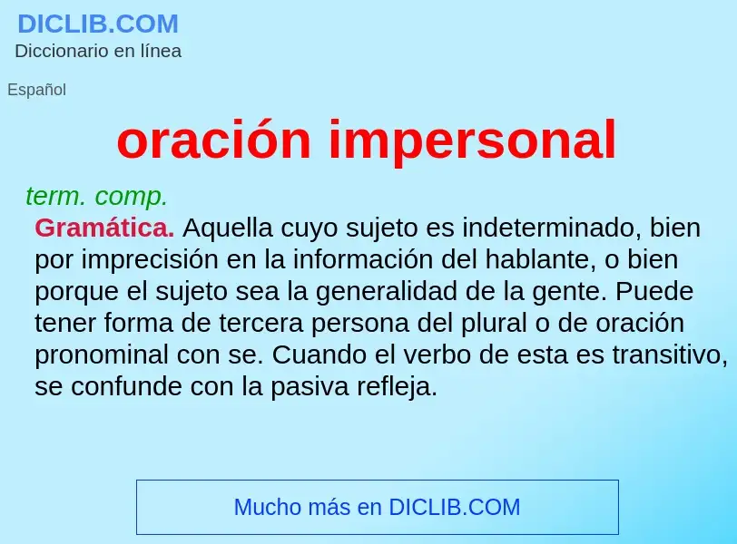 Che cos'è oración impersonal - definizione