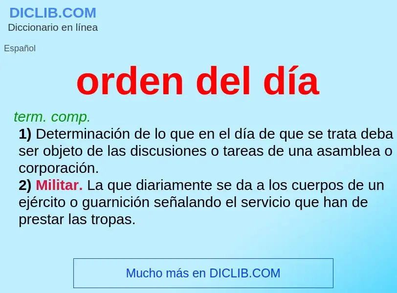 What is orden del día - meaning and definition