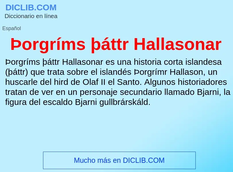 ¿Qué es Þorgríms þáttr Hallasonar? - significado y definición