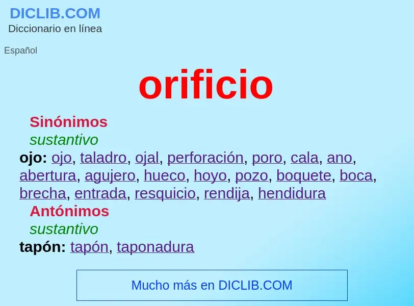 What is orificio - definition