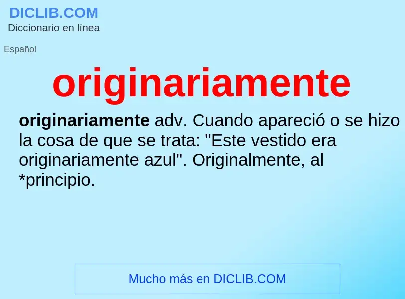 Wat is originariamente - definition