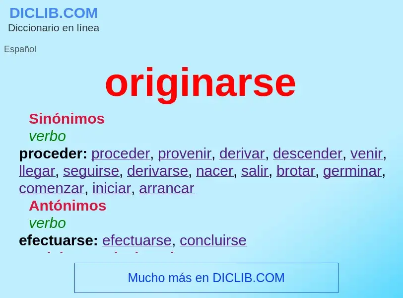 What is originarse - definition