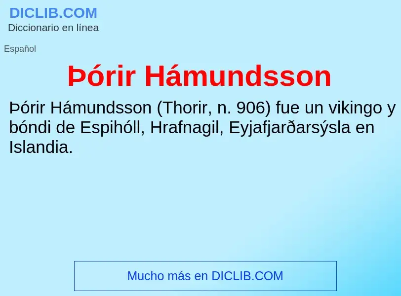 ¿Qué es Þórir Hámundsson? - significado y definición