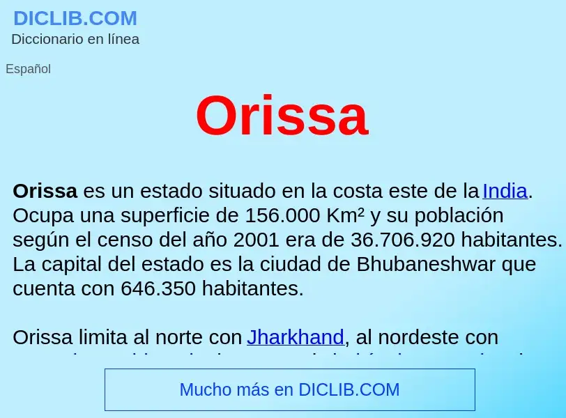 ¿Qué es Orissa ? - significado y definición