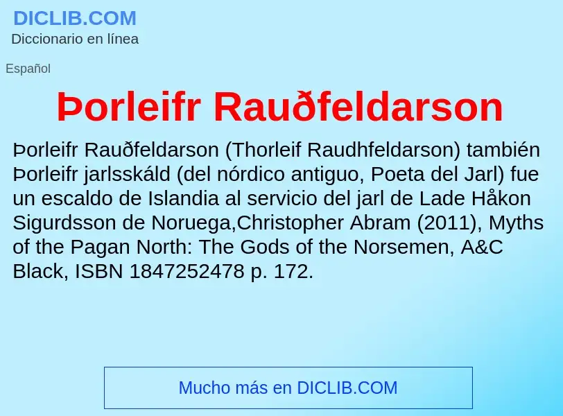 ¿Qué es Þorleifr Rauðfeldarson? - significado y definición