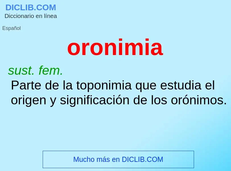 Was ist oronimia - Definition