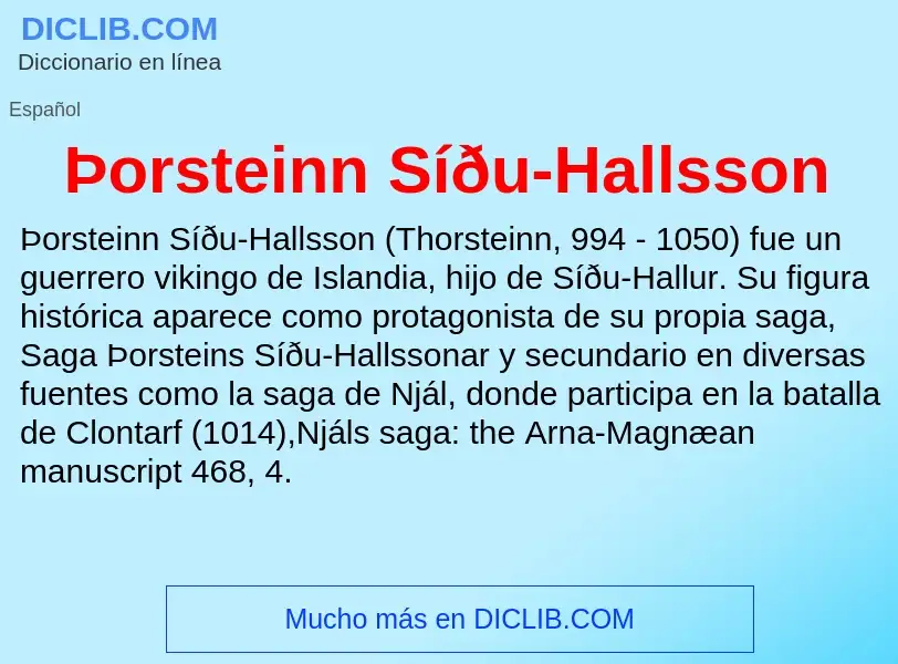 Che cos'è Þorsteinn Síðu-Hallsson - definizione