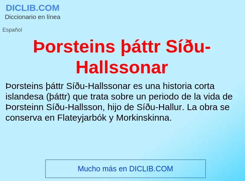 ¿Qué es Þorsteins þáttr Síðu-Hallssonar? - significado y definición