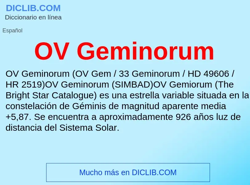 ¿Qué es OV Geminorum? - significado y definición