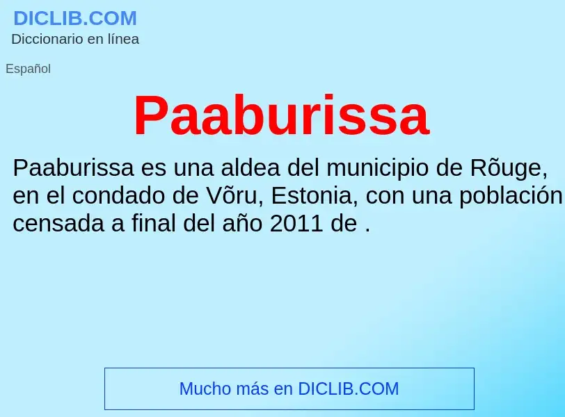 ¿Qué es Paaburissa? - significado y definición