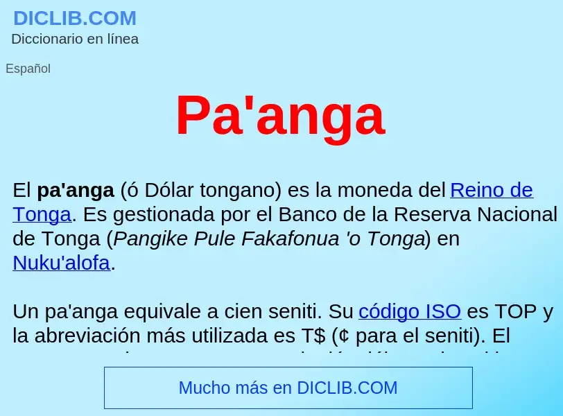 ¿Qué es Pa'anga ? - significado y definición