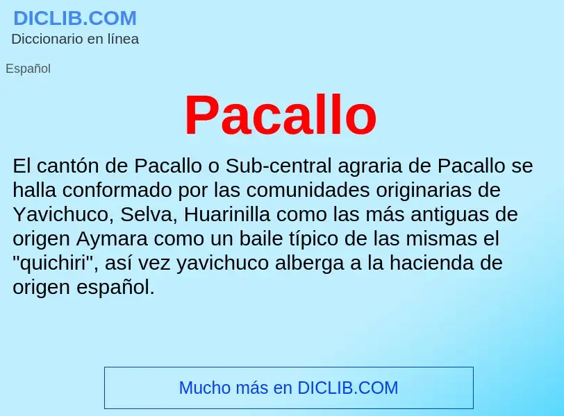 ¿Qué es Pacallo? - significado y definición