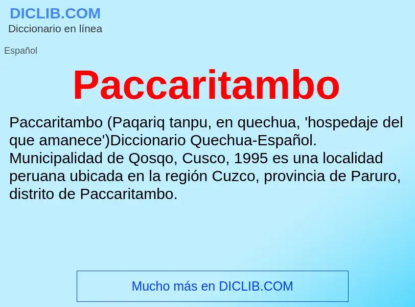 ¿Qué es Paccaritambo? - significado y definición